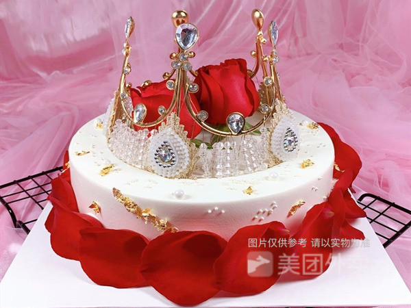 【网红】爆款漂亮玫瑰镶边皇冠生日蛋糕8寸.jpg