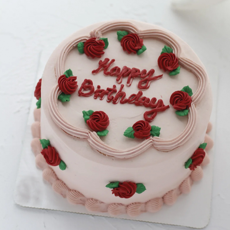 【纯动物奶】简单款创意花旋漂亮生日蛋糕